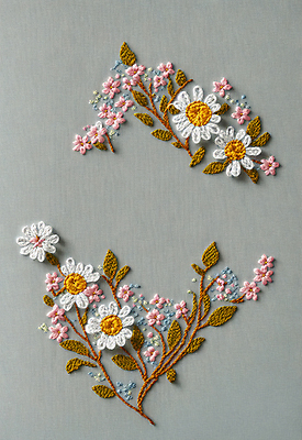 JPG 스튜디오촬영 편집이미지 꽃 나뭇잎 사람없음 실 자수 수공예 편집실사 AI포토 AI콘텐츠 식물 잎 실내 공예 CG 파일형식