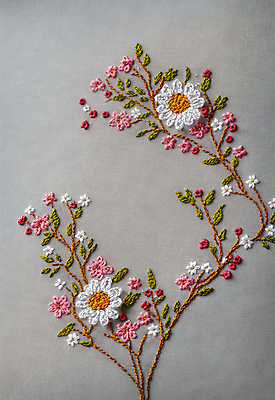 JPG 스튜디오촬영 편집이미지 꽃 나뭇잎 사람없음 실 자수 수공예 편집실사 AI포토 AI콘텐츠 식물 잎 실내 공예 CG 파일형식