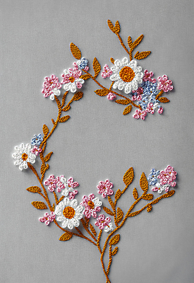 JPG 스튜디오촬영 편집이미지 꽃 나뭇잎 사람없음 실 자수 수공예 편집실사 AI포토 AI콘텐츠 식물 잎 실내 공예 CG 파일형식