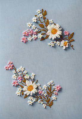 JPG 스튜디오촬영 편집이미지 꽃 나뭇잎 사람없음 실 자수 수공예 편집실사 AI포토 AI콘텐츠 식물 잎 실내 공예 CG 파일형식