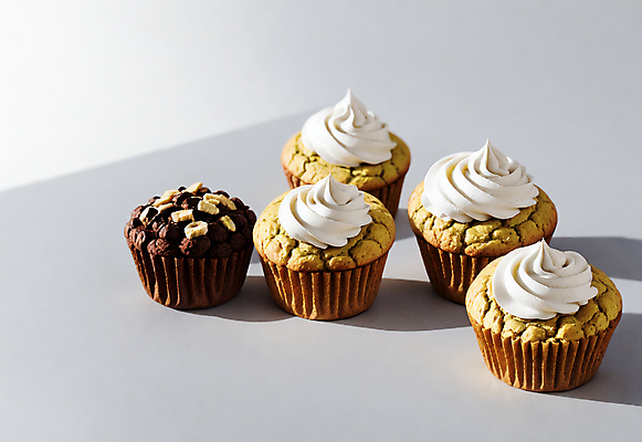 JPG 스튜디오촬영 편집이미지 빵 디저트 사람없음 컵케이크 크림 머핀 초콜릿머핀 편집실사 AI포토 AI콘텐츠 음식 실내 케이크 CG 파일형식