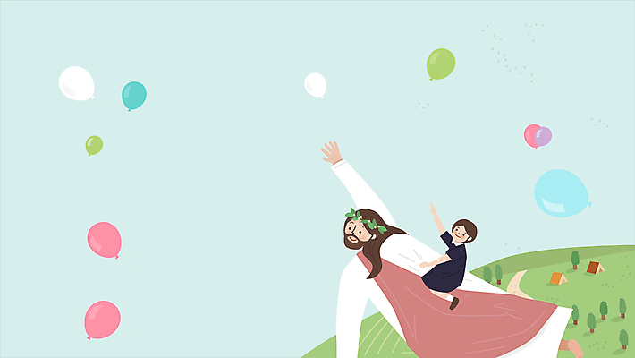 전신 나무 여자 남자 기독교 어린이 하늘 주택 소녀 초원 성인 두명 비행 가리킴 예수 승차 즐거움 풍선 동행 모션그래픽 MP4 MOV 식물 감정 종교 모션 사람 손짓 건물 신_종교 동영상 파일형식