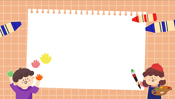 여자 남자 종이 어린이 프레임 손바닥 미술 들기 소녀 소년 상반신 두명 주황색 붓 팔레트 크레파스 미술교육 손바닥찍기 어린이만 모션그래픽 MP4 MOV 손 교육 컬러 모션 문화예술 학용품 사람 동영상 파일형식