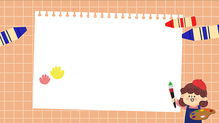 여자 종이 어린이 프레임 손바닥 미술 들기 소녀 상반신 주황색 붓 팔레트 스케치북 크레파스 미술교육 손바닥찍기 어린이만 모션그래픽 MP4 MOV 손 교육 컬러 모션 문화예술 학용품 사람 동영상 파일형식