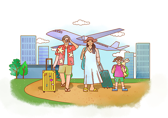전신 PSD 나무 구름 여자 남자 길 어린이 여행 일러스트 가족 비행기 들기 소녀 빌딩 성인 건물 세명 여름 여름휴가 바캉스 카메라 캐리어 잡기 토끼인형 국내일러스트 자연요소 식물 건축물 계절 인형 관계 항공교통 모션 휴가 대중교통 사람 전자제품 여행가방 토끼 파일형식 여름_계절