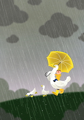 전신 PSD 남자 어린이 동물캐릭터 일러스트 우산 하늘 오리 세마리 한명 들기 앉기 소년 비 승차 어린이상상 우비 비구름 소년한명만 동심 국내일러스트 일러캐릭터 자연요소 동물 캐릭터 1 옷 모션 상상 조류 날씨 3 사람 먹구름 남자한명만 소년만 파일형식 구름_자연