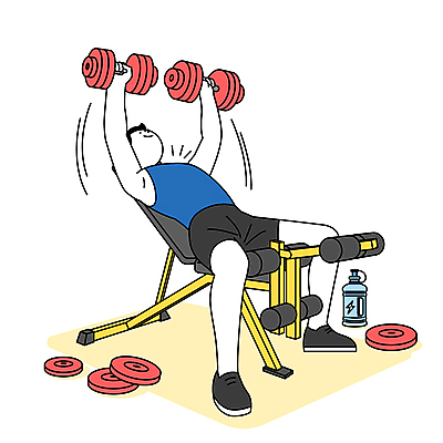 전신 남자 일러스트 한명 앉기 성인 운동복 헬스 아령 웨이트트레이닝 물통 가슴운동 자기관리 성인남자한명만 들어올리기 덤벨플라이 에너지음료 국내일러스트 AI파일 1 옷 음료 모션 사람 운동 남자한명만 성인남자만 파일형식 벡터