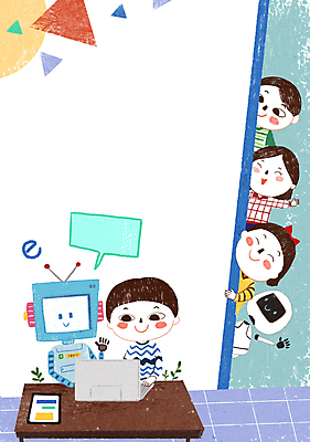 PSD 학생 여자 어린이교육 교육 남자 어린이 말풍선 일러스트 수업 미래 앉기 소녀 소년 여러명 노트북 학습 태블릿 손들기 교사 타이핑 엿보기 로봇 책상 어린이만 카피스페이스 AI_인공지능 국내일러스트 직업 가구 다수 컨셉 모션 사람 전자제품 스마트기기 공백 파일형식