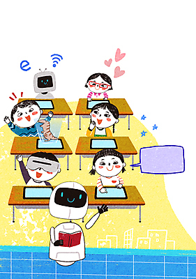PSD 학생 여자 어린이교육 교육 남자 별 어린이 말풍선 일러스트 수업 미래 함께함 들기 앉기 소녀 소년 여러명 상반신 책 학습 태블릿 손들기 교사 놀람 터치 하트 로봇 책상 공룡 홀로그램 가상현실 어린이만 VR기기 AI_인공지능 국내일러스트 자연요소 모양 직업 감정 가구 다수 컨셉 파충류 모션 표정 사람 전자제품 스마트기기 기계 파일형식