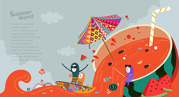 전신 구름 어린이 일러스트 낚시 수박 빨대 들기 앉기 세명 여름 만세 물방울 파라솔 서핑보드 서핑 낚싯대 상상캐릭터 수박주스 어린이만 국내일러스트 일러캐릭터 AI파일 자연요소 캐릭터 계절 과일 모션 상상 레저 사람 수상스포츠 보드_스포츠 낚시용품 과일주스 파일형식 벡터