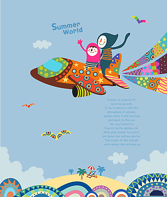 전신 구름 어린이 파도 일러스트 갈매기 하늘 비행기 앉기 두명 여름 모래사장 야자수 손들기 승차 선베드 상상캐릭터 어린이만 국내일러스트 일러캐릭터 AI파일 자연요소 나무 캐릭터 계절 바다 의자 항공교통 모션 상상 조류 대중교통 사람 파일형식 벡터