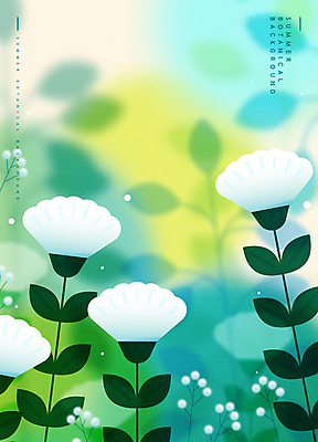 꽃 백그라운드 일러스트 자연 사람없음 여름 풀잎 분위기 청록색 감성 블러 보테니컬아트 국내일러스트 AI파일 식물 계절 컬러 컨셉 잎 풀_식물 생태계 파일형식 벡터