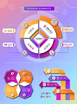 교육 화살표 일러스트 그래프 사람없음 책 학습 연필 인포그래픽 원형 겹침 단계 순서 팔각형 국내일러스트 AI파일 도형 학용품 필기구 파일형식 벡터
