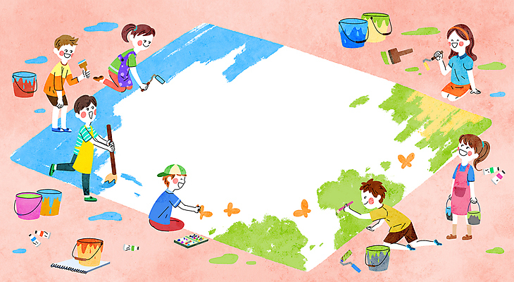 전신 PSD 여자 남자 종이 나비 일러스트 협력 프레임 함께함 미술 서기 들기 앉기 여러명 성인 앞치마 화목 다정 페인트 물감 붓 색칠 그리기 사회 무릎꿇기 그림 페인트통 페인트롤러 성인만 국내일러스트 다수 곤충 컨셉 모션 문화예술 통 사람 미술도구 공동체 파일형식