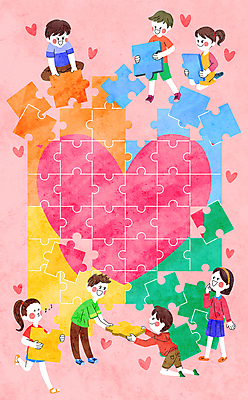 전신 PSD 여자 남자 분홍색 일러스트 협력 함께함 서기 들기 앉기 여러명 성인 걷기 화목 다정 하트 사회 무릎꿇기 주기 퍼즐조각 맞추기 성인만 국내일러스트 모양 컬러 조각 다수 컨셉 모션 사람 퍼즐 공동체 파일형식