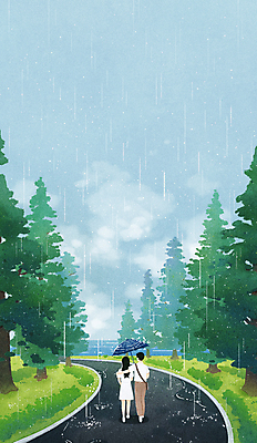 전신 PSD 나무 구름 커플 여자 남자 도로 백그라운드 데이트 일러스트 우산 하늘 풍경 성인 두명 걷기 고요 산책 비 보행로 분위기 감성 성인만 국내일러스트 자연요소 식물 길 컨셉 관계 교통시설 모션 날씨 휴식 사람 파일형식