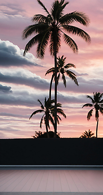 JPG 주간 구름 편집이미지 하늘 풍경 사람없음 야외 여름 야자수 일몰 디지털합성 편집소스 편집실사 AI포토 AI콘텐츠 자연요소 나무 계절 노을 CG 파일형식