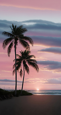 JPG 주간 구름 편집이미지 하늘 풍경 해변 사람없음 야외 여름 야자수 일몰 디지털합성 편집소스 편집실사 AI포토 AI콘텐츠 자연요소 나무 계절 바다 노을 CG 파일형식
