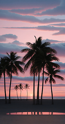 JPG 주간 구름 편집이미지 하늘 풍경 해변 사람없음 야외 여름 야자수 일몰 디지털합성 편집소스 편집실사 AI포토 AI콘텐츠 자연요소 나무 계절 바다 노을 CG 파일형식