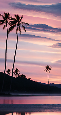 JPG 주간 구름 편집이미지 하늘 풍경 해변 사람없음 야외 여름 야자수 일몰 디지털합성 편집소스 편집실사 AI포토 AI콘텐츠 자연요소 나무 계절 바다 노을 CG 파일형식