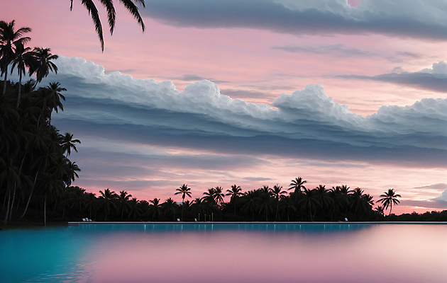 JPG 주간 구름 편집이미지 하늘 수영장 풍경 사람없음 야외 여름 야자수 일몰 디지털합성 편집소스 편집실사 AI포토 AI콘텐츠 자연요소 나무 계절 노을 CG 파일형식