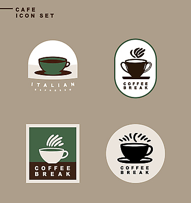 아이콘 영어 커피 사람없음 세트 라벨 사각형 카페 원형 연기 커피잔 심볼 아치 심플 2D아이콘 AI파일 도형 문자 음료 잔 프레임 상점 파일형식 벡터