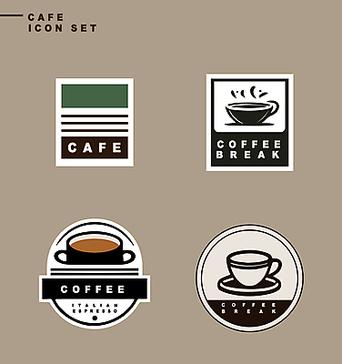 아이콘 영어 커피 사람없음 세트 라벨 사각형 카페 원형 연기 커피잔 심볼 심플 2D아이콘 AI파일 도형 문자 음료 잔 프레임 상점 파일형식 벡터