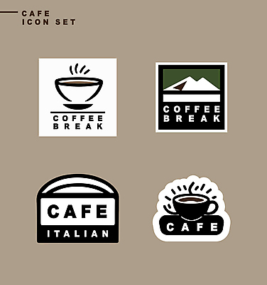아이콘 영어 커피 산 사람없음 세트 라벨 사각형 카페 연기 커피잔 심볼 심플 2D아이콘 AI파일 도형 문자 음료 잔 프레임 상점 파일형식 벡터