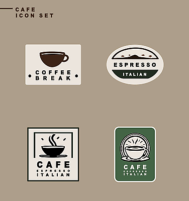 아이콘 영어 커피 사람없음 세트 라벨 사각형 카페 원형 연기 커피잔 심볼 심플 에스프레소 2D아이콘 AI파일 도형 문자 음료 잔 프레임 상점 파일형식 벡터