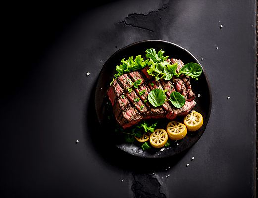 JPG 스튜디오촬영 편집이미지 접시 음식 채소 육류 스테이크 사람없음 하이앵글 토핑 편집실사 AI포토 AI콘텐츠 식기 뷰포인트 식재료 서양음식 실내 CG 파일형식