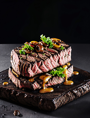 JPG 스튜디오촬영 편집이미지 음식 채소 육류 스테이크 사람없음 쌓기 흐름 소스 토핑 편집실사 AI포토 AI콘텐츠 컨셉 식재료 모션 서양음식 실내 양념 CG 파일형식