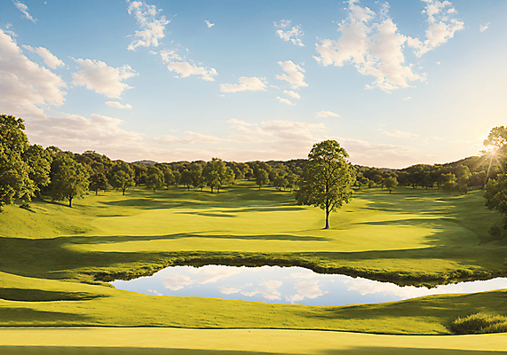 JPG 나무 구름 편집이미지 골프장 필드 하늘 풍경 사람없음 초록색 햇빛 태양 반사 연못 벙커 디지털합성 편집실사 AI포토 AI콘텐츠 자연요소 식물 컬러 골프 스포츠시설 CG 파일형식