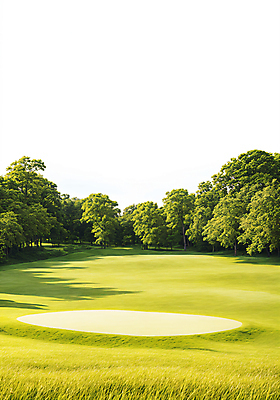 JPG 나무 편집이미지 골프장 필드 풍경 사람없음 초록색 햇빛 벙커 디지털합성 편집실사 AI포토 AI콘텐츠 식물 컬러 골프 스포츠시설 태양 CG 파일형식