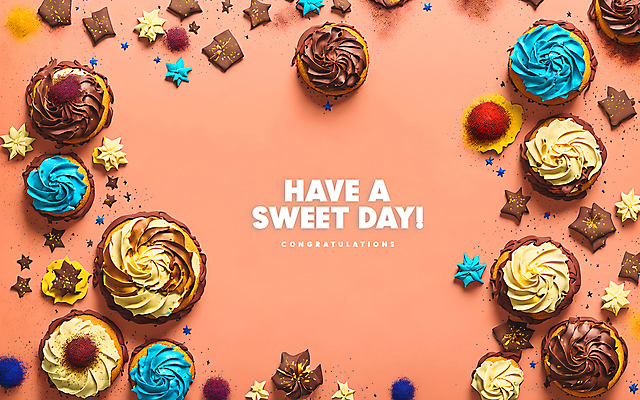 PSD 편집이미지 프레임 이벤트 타이포그라피 사람없음 쿠키 초콜릿 주황색 축하 달콤 컵케이크 스프링클 카피스페이스 이미지편집 편집실사 문자 컬러 컨셉 디저트 장식 케이크 공백 맛 CG 파일형식