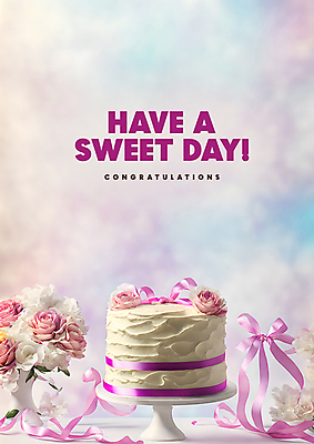 PSD 편집이미지 꽃 리본 분홍색 이벤트 타이포그라피 사람없음 케이크 축하 달콤 카피스페이스 이미지편집 편집실사 식물 문자 컬러 컨셉 디저트 공백 맛 CG 파일형식