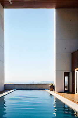 JPG 주간 편집이미지 화분 하늘 수영장 풍경 사람없음 야외 건물 문 디지털합성 편집실사 AI포토 AI콘텐츠 자연요소 건축물 CG 파일형식