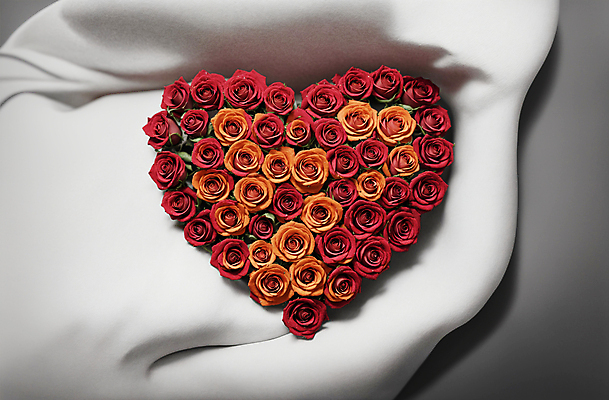 JPG 편집이미지 꽃다발 사랑 사람없음 빨간색 장미 주황색 하트 천 디지털합성 편집소스 편집실사 AI포토 AI콘텐츠 모양 꽃 감정 컬러 직물 CG 파일형식