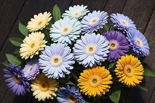 JPG 편집이미지 꽃다발 실내 사람없음 컬러풀 거베라 생화 편집실사 AI포토 AI콘텐츠 꽃 컬러 내부 CG 파일형식