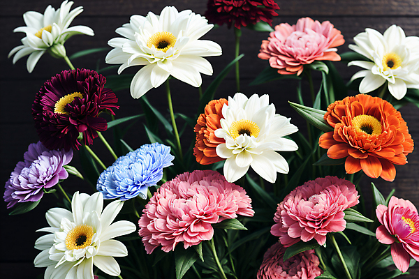 JPG 편집이미지 여러송이 국화 실내 사람없음 컬러풀 거베라 생화 편집실사 AI포토 AI콘텐츠 꽃 컬러 다수 내부 CG 파일형식