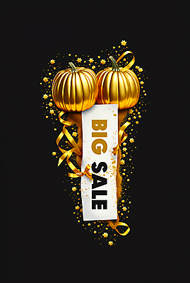 PSD 편집이미지 별 리본 호박 이벤트 타이포그라피 사람없음 반짝임 세일 금색 현수막 황금 빅세일 파격세일 이미지편집 자연요소 문자 컬러 채소 모션 파일형식