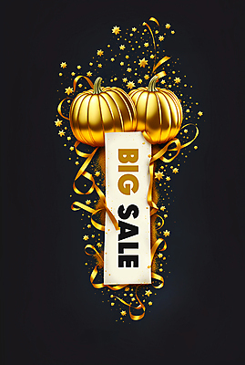 PSD 편집이미지 별 리본 호박 이벤트 타이포그라피 사람없음 반짝임 세일 금색 현수막 황금 빅세일 파격세일 이미지편집 자연요소 문자 컬러 채소 모션 파일형식