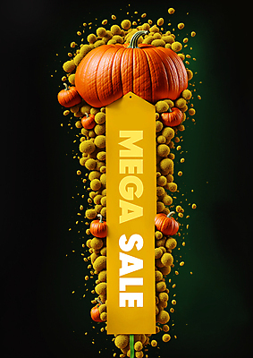 PSD 편집이미지 리본 호박 이벤트 타이포그라피 사람없음 노란색 세일 현수막 파격세일 이미지편집 문자 컬러 채소 파일형식