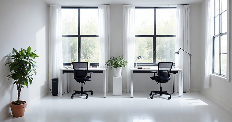 JPG 편집이미지 화분 의자 창문 실내 사람없음 인테리어 사무실 깨끗함 공간 커튼 책상 디지털합성 모던 편집소스 편집실사 AI포토 AI콘텐츠 디자인 가구 컨셉 비즈니스 내부 CG 파일형식