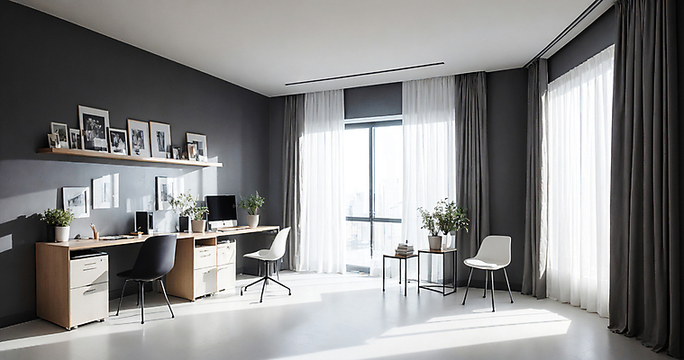 JPG 편집이미지 화분 의자 창문 선반 실내 사람없음 인테리어 사무실 깨끗함 공간 커튼 책상 디지털합성 모던 편집소스 편집실사 AI포토 AI콘텐츠 디자인 가구 컨셉 비즈니스 내부 CG 파일형식