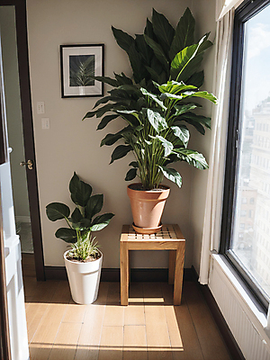 JPG 식물 편집이미지 화분 액자 창문 실내 사람없음 인테리어 햇빛 커튼 디지털합성 원예 편집소스 플랜테리어 편집실사 AI포토 AI콘텐츠 디자인 취미 내부 태양 CG 파일형식