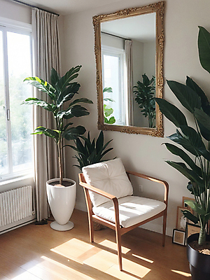 JPG 식물 편집이미지 화분 가구 의자 창문 실내 사람없음 인테리어 거울 디지털합성 원예 라디에이터 편집소스 플랜테리어 편집실사 AI포토 AI콘텐츠 디자인 생활용품 취미 내부 CG 파일형식