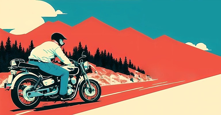 JPG 전신 나무 구름 남자 일러스트 하늘 산 한명 풍경 성인 오토바이 황무지 승차 오프로드 성인남자한명만 국내일러스트 AI일러스트 AI콘텐츠 자연요소 식물 1 모션 사람 바이크 남자한명만 성인남자만 파일형식