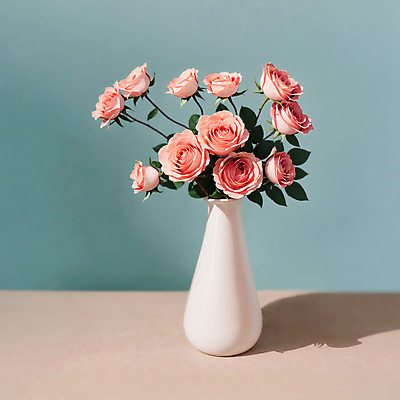 JPG 편집이미지 분홍색 여러송이 잎 실내 사람없음 장미 꽃병 오브젝트 편집실사 AI포토 AI콘텐츠 식물 꽃 컬러 다수 내부 CG 파일형식