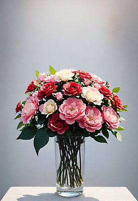 JPG 편집이미지 분홍색 여러송이 잎 실내 사람없음 장미 꽃병 오브젝트 편집실사 AI포토 AI콘텐츠 식물 꽃 컬러 다수 내부 CG 파일형식