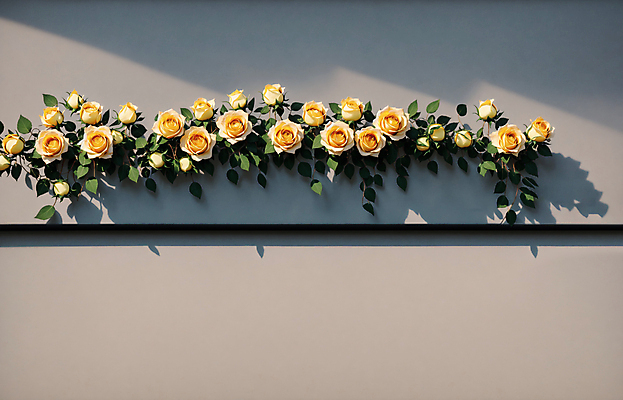 JPG 편집이미지 벽 여러송이 잎 그림자 사람없음 야외 장미 노란색 카피스페이스 편집실사 AI포토 AI콘텐츠 식물 꽃 컬러 다수 공백 CG 파일형식